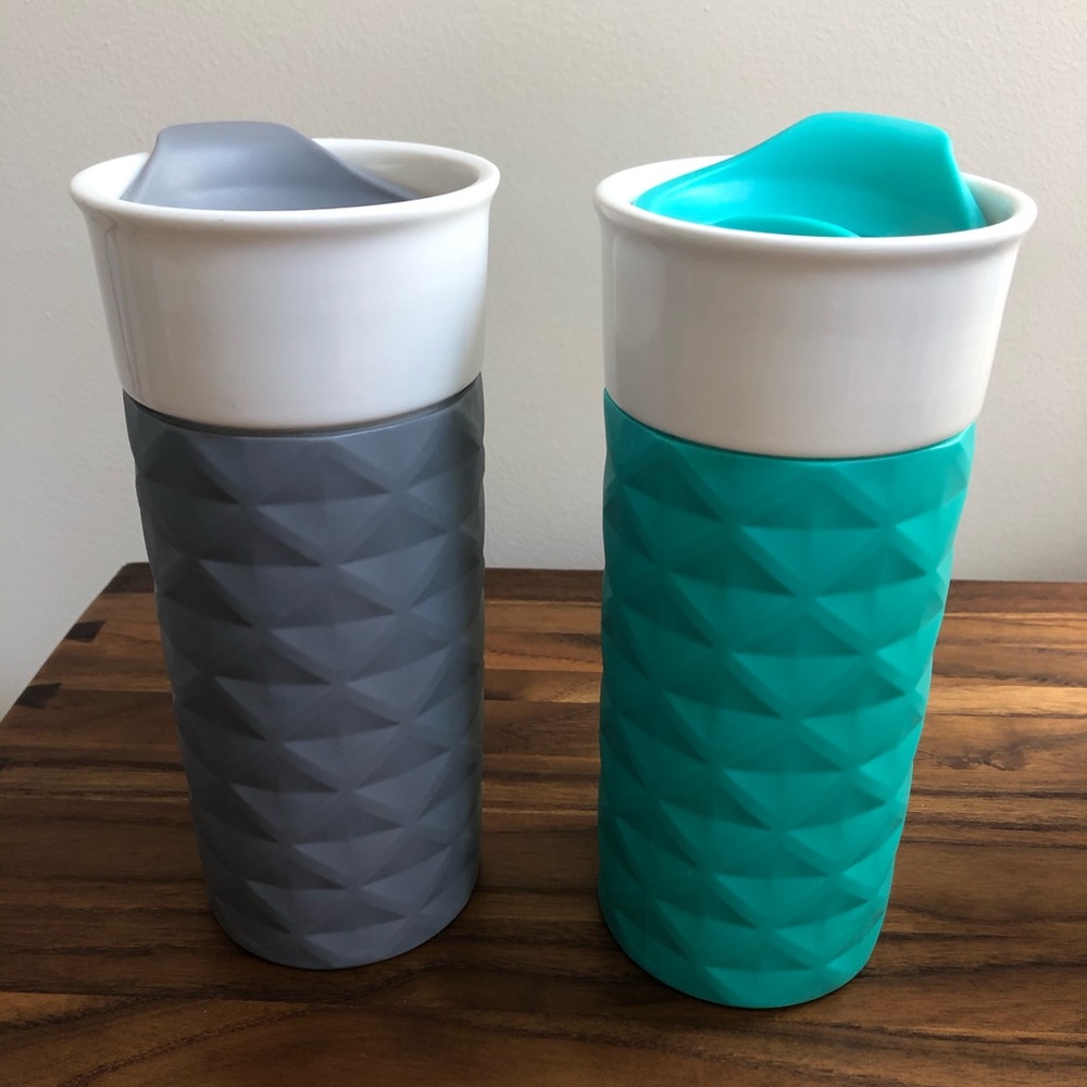 Set of two Ello ceramic and silicone travel mugs